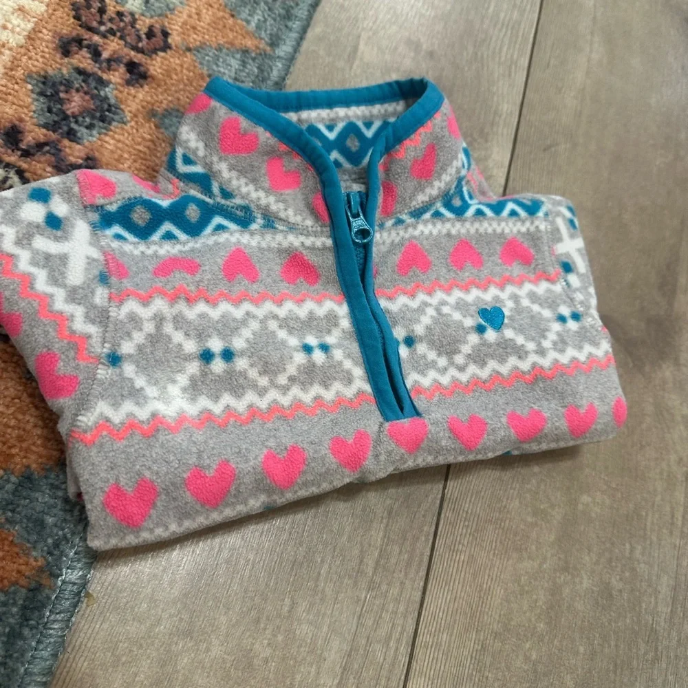 Y2K OshKosh B'Gosh Toddler Girl Fair Isle Print Pullover Sweater 3T Quarter-Zip
